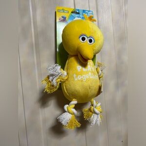 Sesame Street Big Bird 12" Plush Pet Toy With Squeaker and Rope "Let's Play